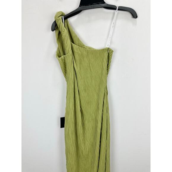 Lulus Aristea Light Green Textured One Shoulder Midi Dress Cocktail Small NWT - Picture 12 of 13